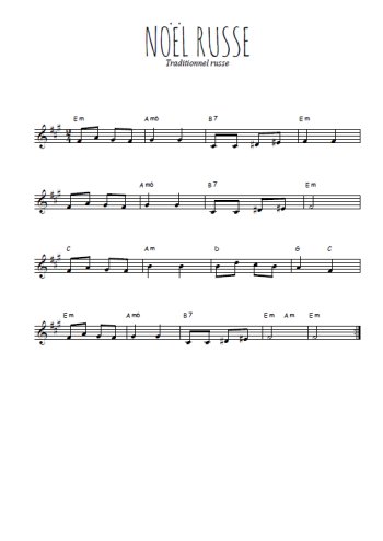 Téléchargez l'arrangement de la partition en Sib de la musique Noël russe en PDF