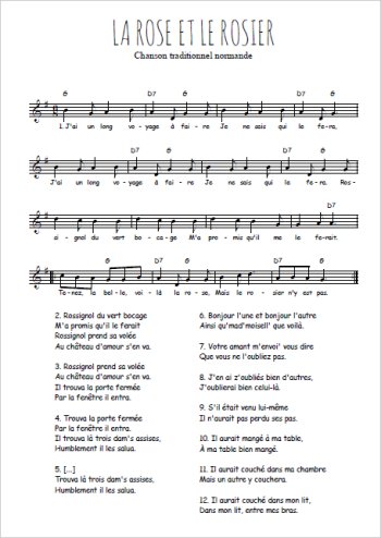 La rose et le rosier (Normandie) Partitions gratuites