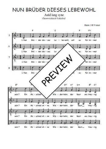 Téléchargez l'arrangement de la partition de Nun Brüder dieses Lebewohl en PDF à quatre voix SATB