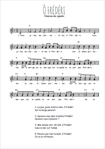 Téléchargez l'arrangement de la partition de Ô Frédéri en PDF à deux voix