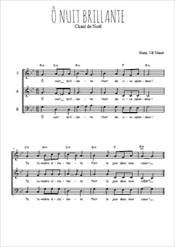 Téléchargez l'arrangement de la partition de O nuit brillante en PDF à trois voix