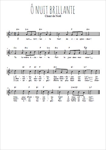 O nuit brillante Partition gratuite