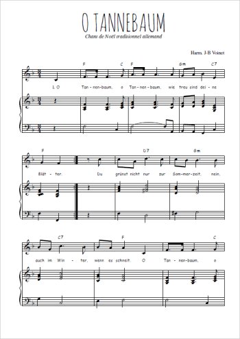 Téléchargez l'arrangement de la partition de noel-allemand-o-tannenbaum en PDF pour Chant et piano