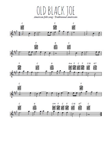 Téléchargez l'arrangement de la partition pour sax en Mib de la musique Old black Joe en PDF