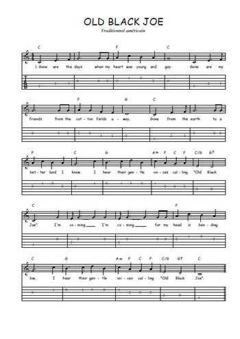 Téléchargez la tablature de la musique american-folk-old-black-joe en PDF