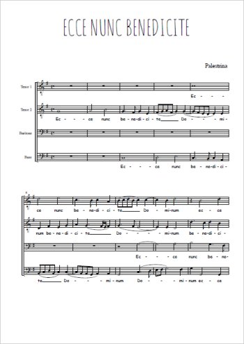 Ecce nunc benedicite Partitions gratuites