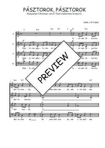 Téléchargez l'arrangement de la partition de Pásztorok, pásztorok en PDF à quatre voix SATB