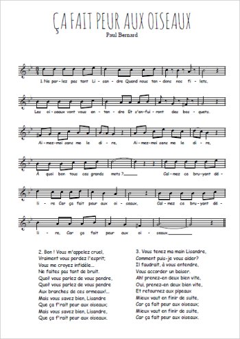 Ca fait peur aux oiseaux Partition gratuite