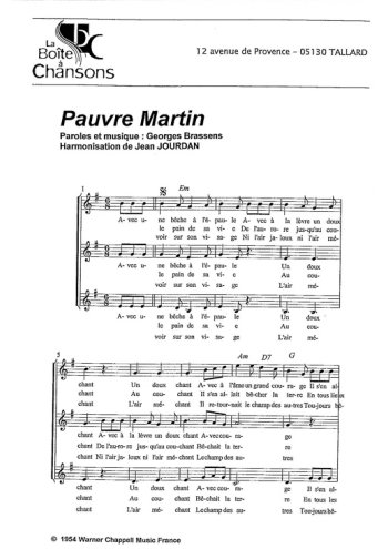 Pauvre Martin, La boîte à chansons