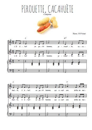 Téléchargez l'arrangement de la partition de Pirouette, cacahuète en PDF pour deux voix égales et piano