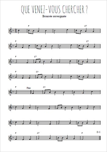 Téléchargez la partition de la musique Que venez-vous chercher en PDF, pour violon