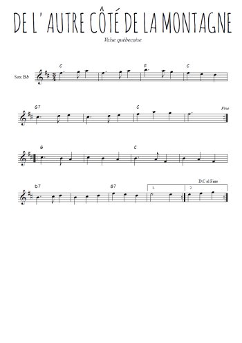 Téléchargez l'arrangement de la partition en Sib de la musique De l'autre côté de la montagne en PDF