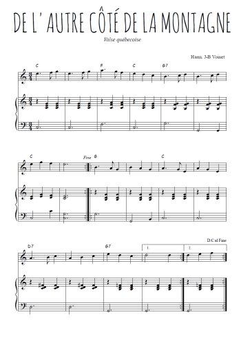 Téléchargez l'arrangement de la partition de quebec-de-l-autre-cote-de-la-montagne en PDF pour Mélodie et piano