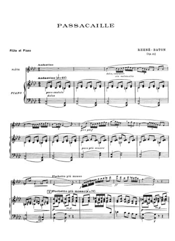 Passacaille pour flûte et piano Partition gratuite
