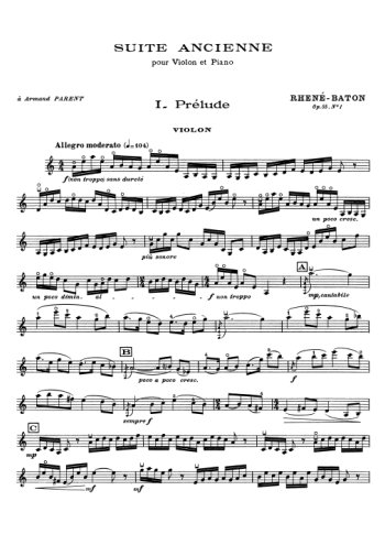 Suite ancienne pour violon et piano (partie soliste) Partition gratuite