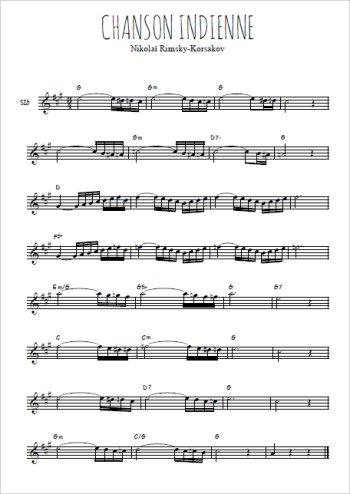 Téléchargez l'arrangement de la partition en Sib de la musique Chanson indienne en PDF