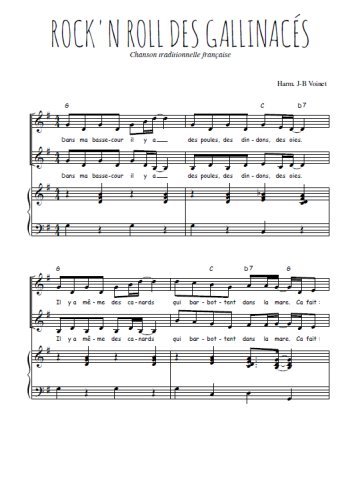 Téléchargez l'arrangement de la partition de Rock'n roll des gallinacés en PDF pour deux voix égales et piano