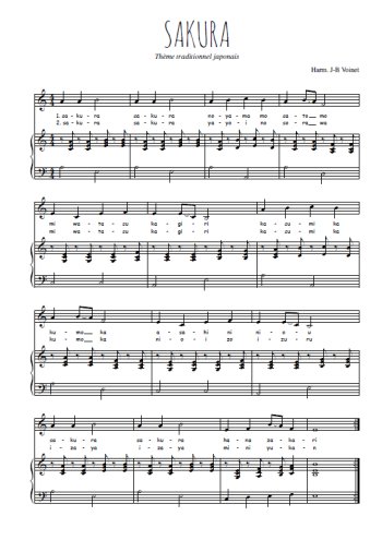 Téléchargez l'arrangement de la partition de japon-sakura en PDF pour Chant et piano