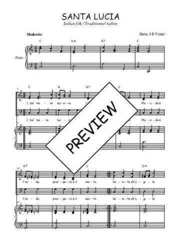 Téléchargez l'arrangement de la partition de Santa Lucia en PDF pour trois voix mixtes et piano