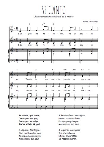 Téléchargez l'arrangement de la partition de Se canto en PDF pour deux voix égales et piano