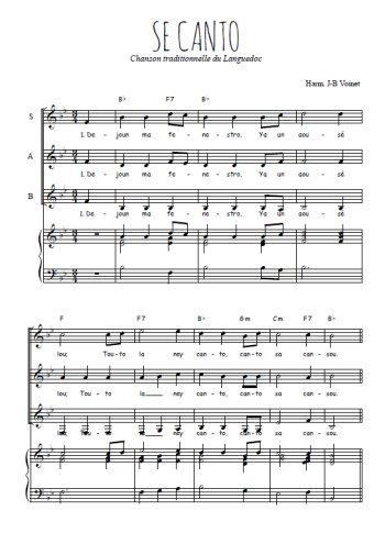 Téléchargez l'arrangement de la partition de Se canto en PDF pour trois voix de femmes et piano