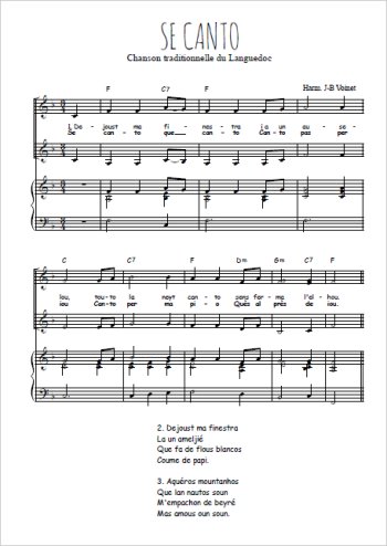 Téléchargez l'arrangement de la partition de Se canto (Languedoc) en PDF pour deux voix égales et piano