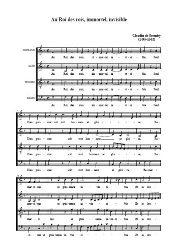 Au roi des rois, immortel invisible Partition gratuite