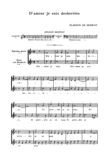 D'amour je suis desheritée Partition gratuite