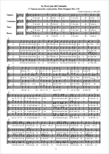 Il est jour dit l'alouette Partition gratuite