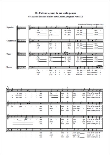 J'attens secours de ma seulle pensée Partition gratuite
