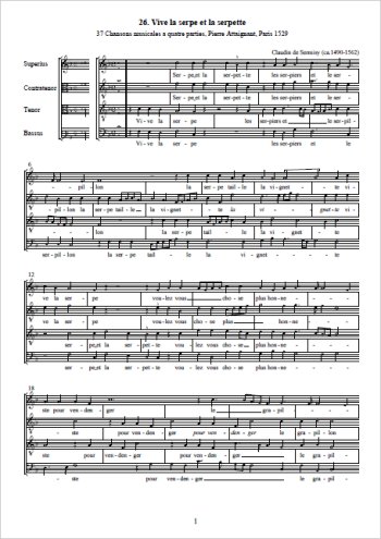 Vive la serpe et la serpette Partition gratuite