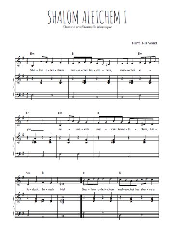 Téléchargez l'arrangement de la partition de israel-shalom-aleichem-i en PDF pour Chant et piano