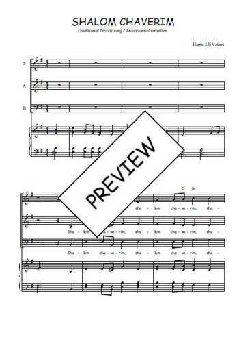 Téléchargez l'arrangement de la partition de Shalom chaverim en PDF pour trois voix mixtes et piano