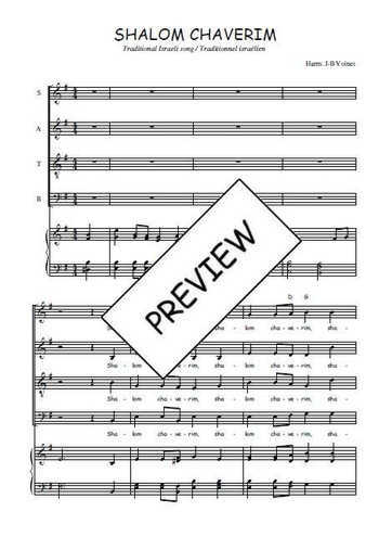 Téléchargez l'arrangement de la partition de Shalom chaverim en PDF pour 4 voix mixtes et piano