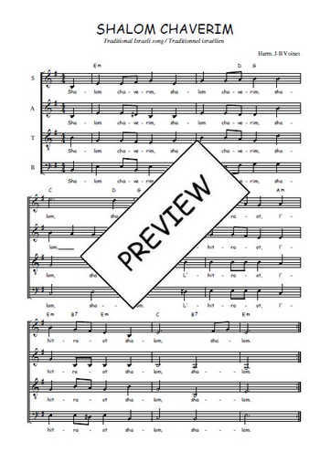 Téléchargez l'arrangement de la partition de Shalom chaverim en PDF à quatre voix SATB