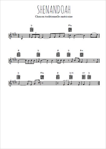 Téléchargez l'arrangement de la partition en Sib de la musique Shenandoah en PDF