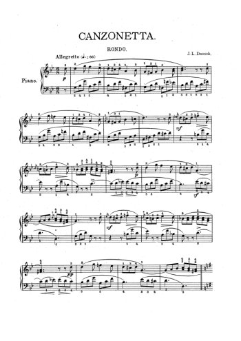 Six pièces pour piano 1. Canzonetta Partition gratuite