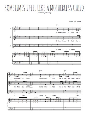 Téléchargez l'arrangement de la partition de Sometimes I feel like a motherless child en PDF pour trois voix mixtes et piano