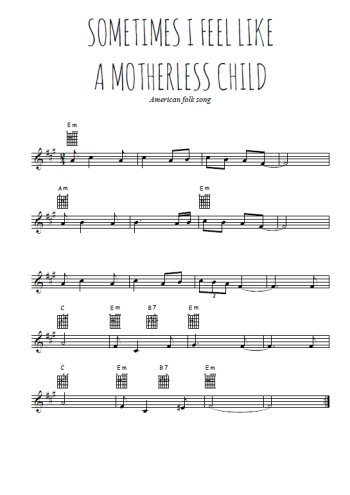 Téléchargez l'arrangement de la partition en Sib de la musique Sometimes I feel like a motherless child en PDF