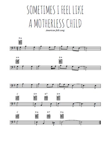 Téléchargez la partition de Sometimes I feel like a motherless child en clef de fa