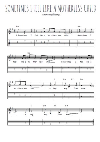Téléchargez la tablature de la musique sometimes-i-feel-like-a-motherless-child en PDF
