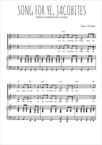 Téléchargez l'arrangement de la partition de Song for ye, Jacobites en PDF pour deux voix égales et piano