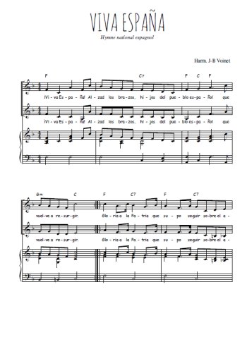 Téléchargez l'arrangement de la partition de Viva España en PDF pour deux voix égales et piano