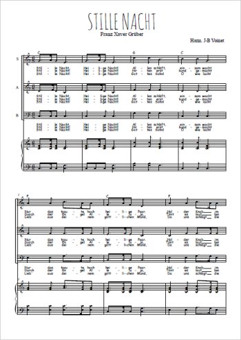 Téléchargez l'arrangement de la partition de Stille Nacht en PDF pour trois voix mixtes et piano