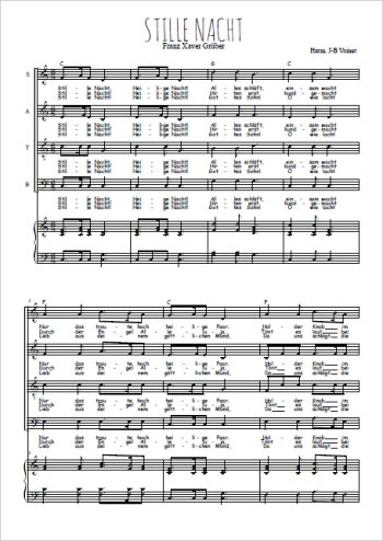 Téléchargez l'arrangement de la partition de Stille Nacht en PDF pour 4 voix mixtes et piano