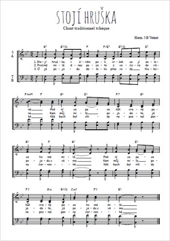 Téléchargez l'arrangement de la partition de Chant tchèque - Stojí hruška en PDF à quatre voix SATB