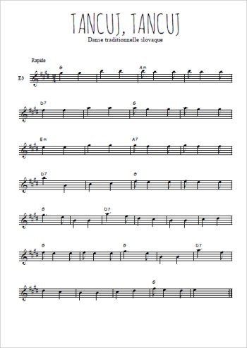 Téléchargez l'arrangement de la partition pour sax en Mib de la musique Danse slovaque - Tancuj, tancuj en PDF