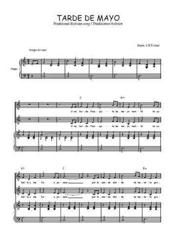 Téléchargez l'arrangement de la partition de Tarde de mayo en PDF pour deux voix égales et piano