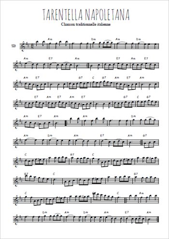 Téléchargez l'arrangement de la partition en Sib de la musique Tarentella napoletana en PDF