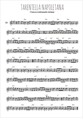 Téléchargez l'arrangement de la partition pour sax en Mib de la musique Tarentella napoletana en PDF